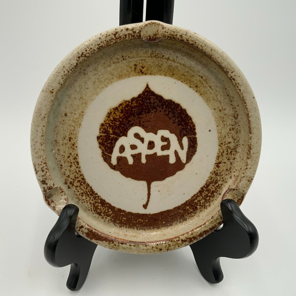 RARE FIND Richard (Dick) Masterson Signed Santa Fe Stoneware Aspen Leaf Ashtray